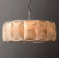 Signature Harlow Calcite Round Chandelier – 31" Polished Stainless Steel — view 1