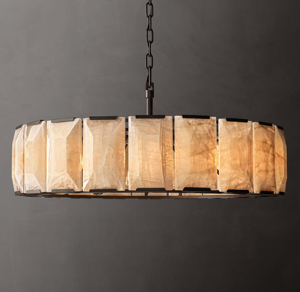 Signature Harlow Calcite Round Chandelier – 43" Iron — view 1