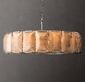 Signature Harlow Calcite Round Chandelier – 43" Polished Stainless Steel — view 1