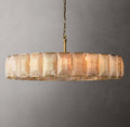 Signature Harlow Calcite Round Chandelier – 60" Lacquered Burnished Brass — view 1