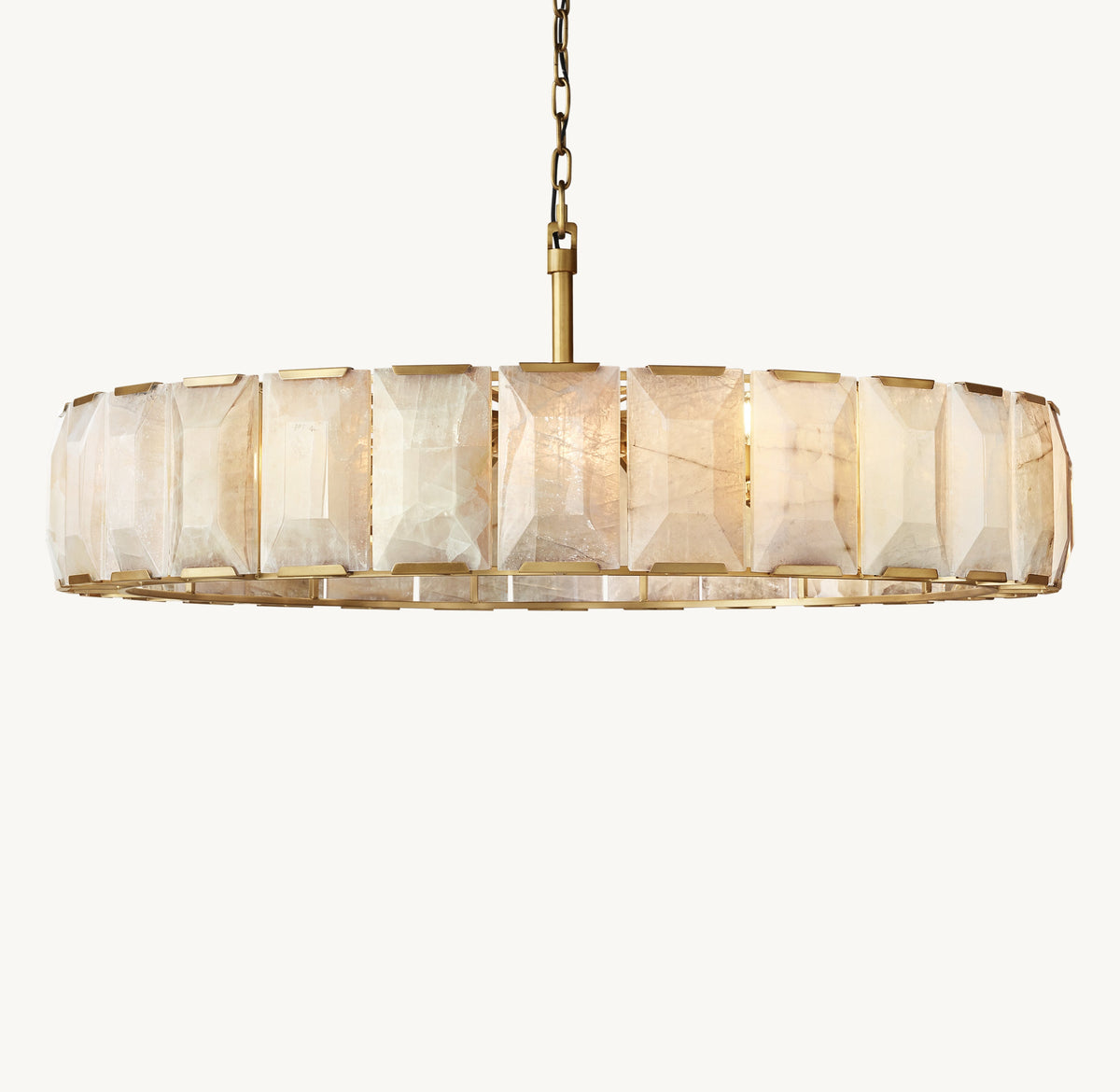 Signature Harlow Calcite Round Chandelier – 60" Lacquered Burnished Brass — view 2