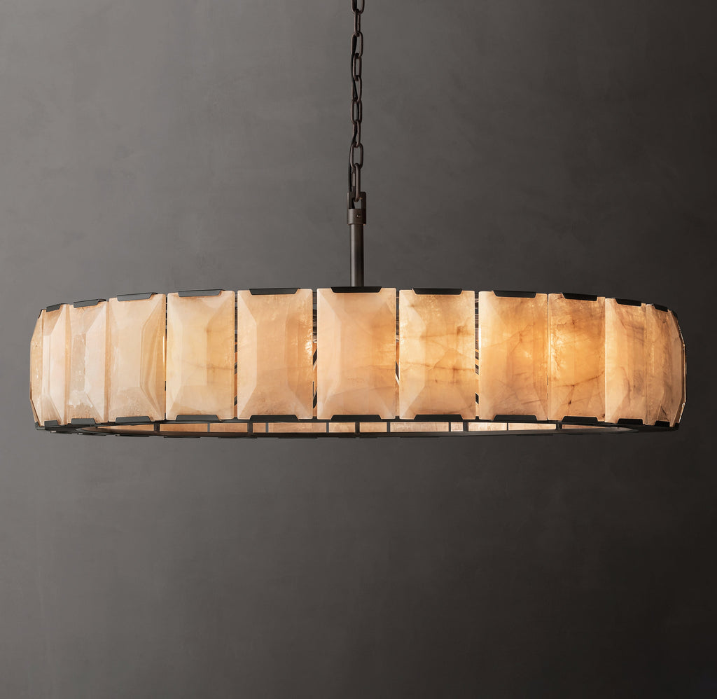 Signature Harlow Calcite Round Chandelier – 60" Iron — view 1