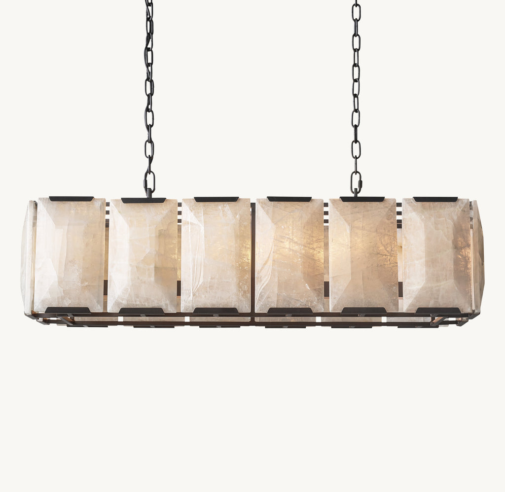 Signature Harlow Calcite Rectangular Chandelier – 42" Iron — view 2