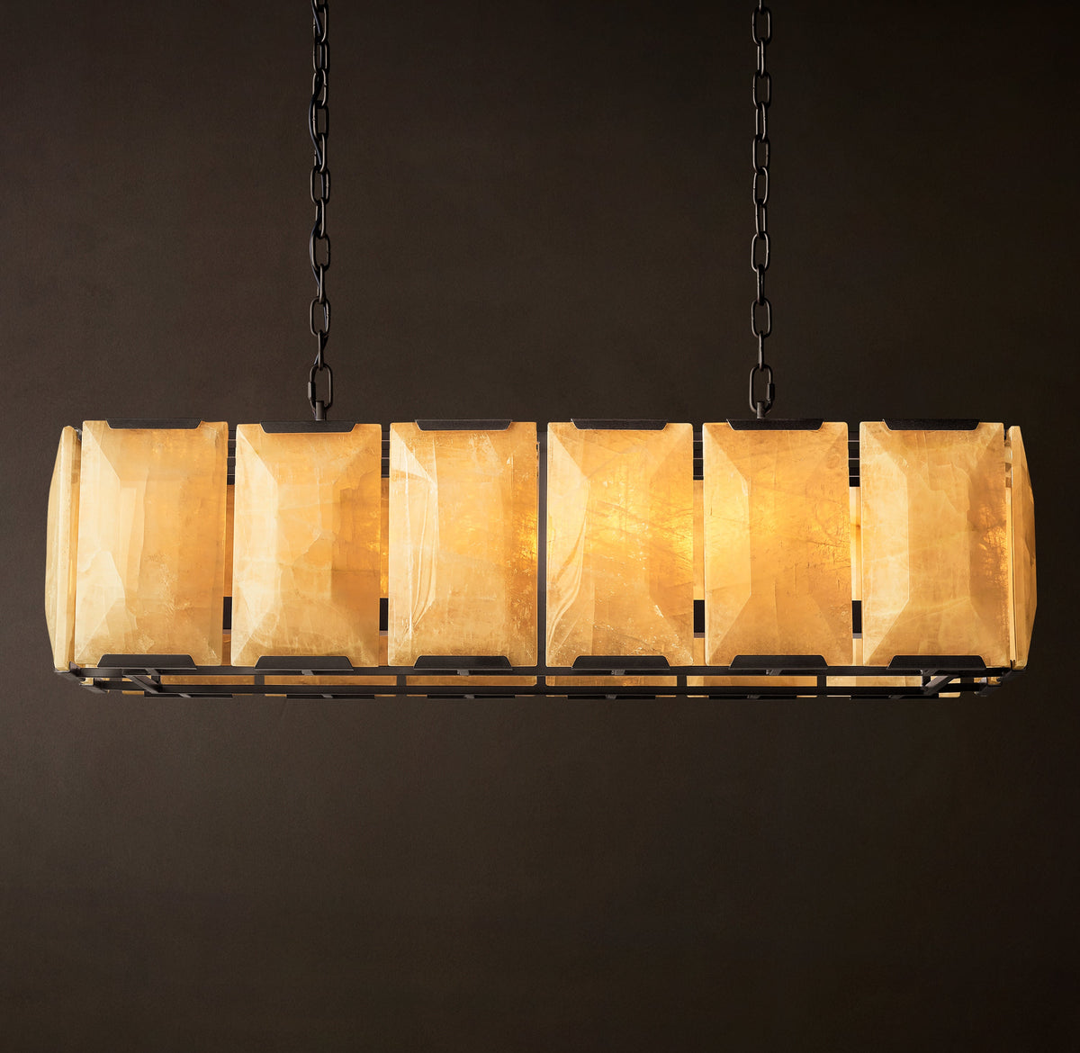 Signature Harlow Calcite Rectangular Chandelier – 42" Iron — view 3