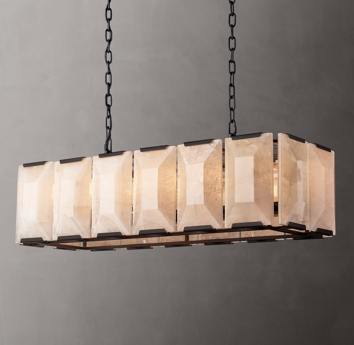 Signature Harlow Calcite Rectangular Chandelier – 42" Iron — view 4