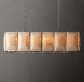 Signature Harlow Calcite Rectangular Chandelier – 42" Polished Stainless Steel — view 1