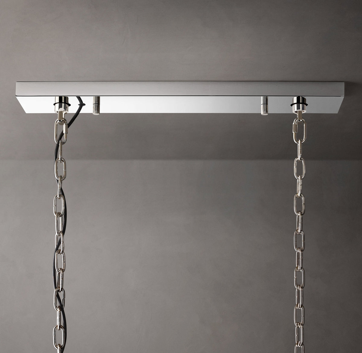 Signature Harlow Calcite Rectangular Chandelier – 42" Polished Stainless Steel — view 3
