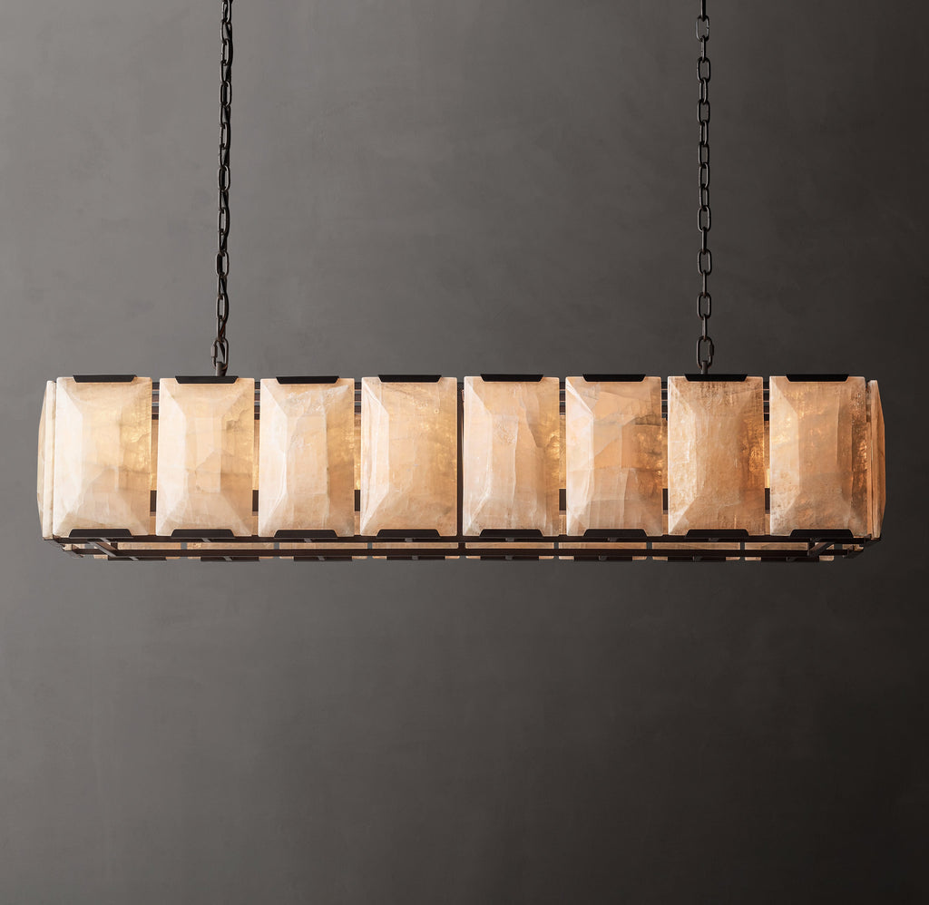 Signature Harlow Calcite Rectangular Chandelier – 54" — view 1