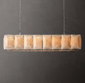Signature Harlow Calcite Rectangular Chandelier – 54" Polished Stainless Steel — view 1