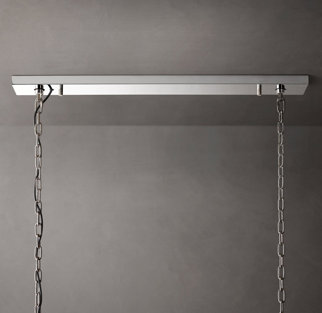 Signature Harlow Calcite Rectangular Chandelier – 54" Polished Stainless Steel — view 3
