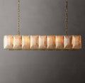 Signature Harlow Calcite Rectangular Chandelier – 62" Lacquered Burnished Brass — view 1