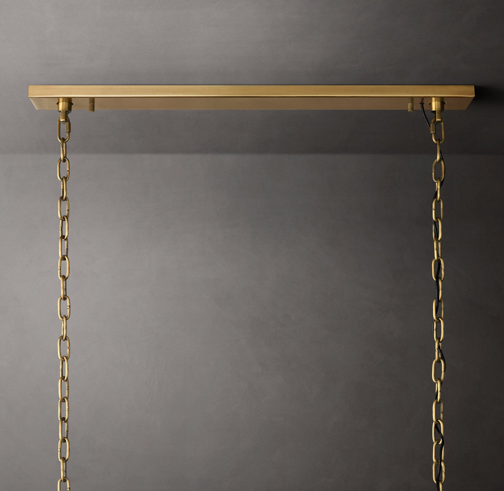 Signature Harlow Calcite Rectangular Chandelier – 62" Lacquered Burnished Brass — view 3