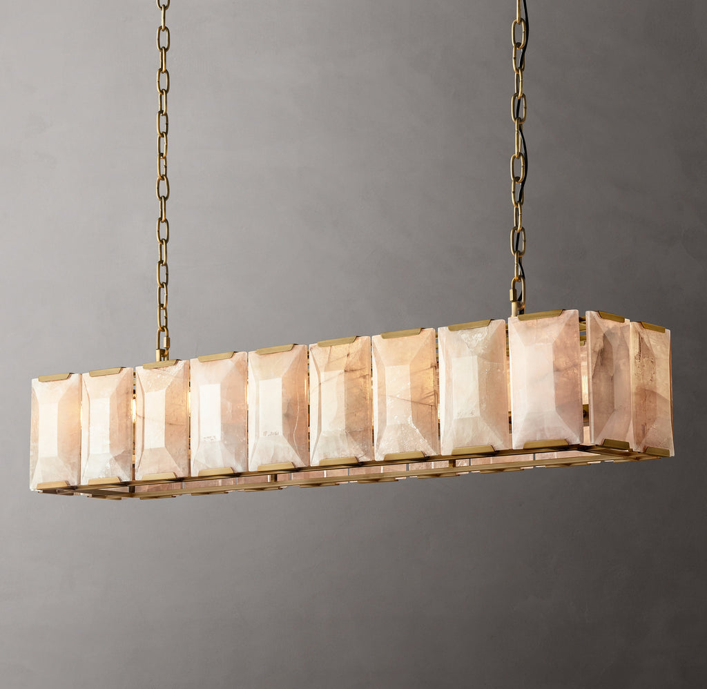 Signature Harlow Calcite Rectangular Chandelier – 62" Lacquered Burnished Brass — view 4