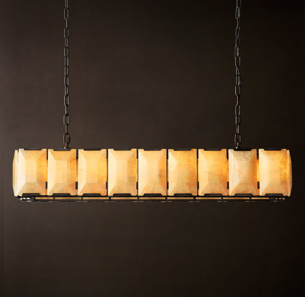 Signature Harlow Calcite Rectangular Chandelier – 62" Iron — view 3