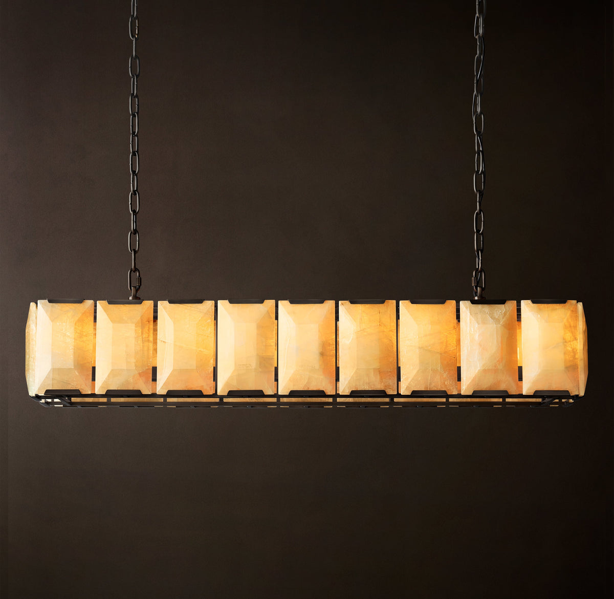Signature Harlow Calcite Rectangular Chandelier – 62" Iron — view 3