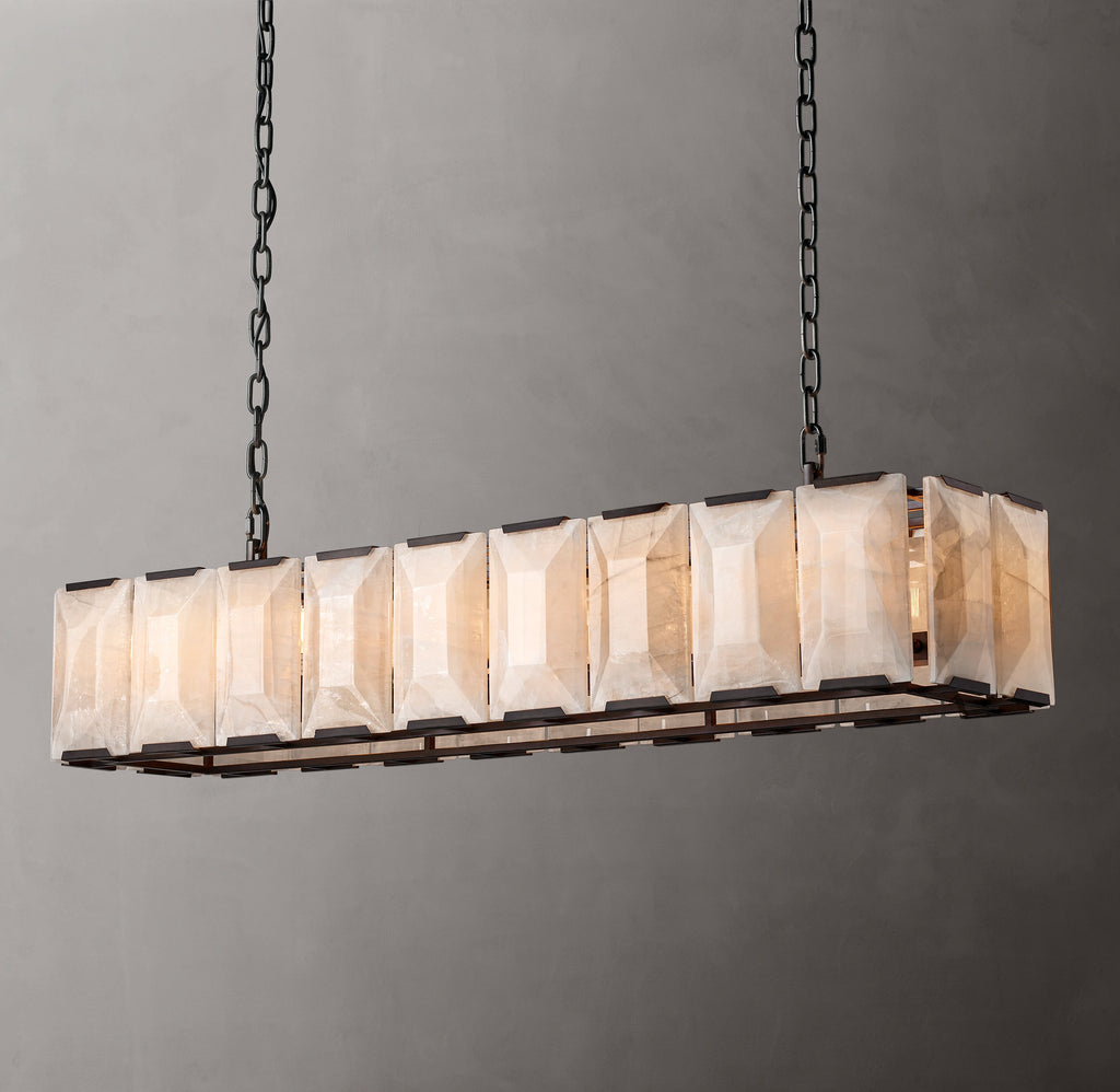 Signature Harlow Calcite Rectangular Chandelier – 62" Iron — view 4