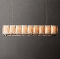 Signature Harlow Calcite Rectangular Chandelier – 62" Polished Stainless Steel — view 1