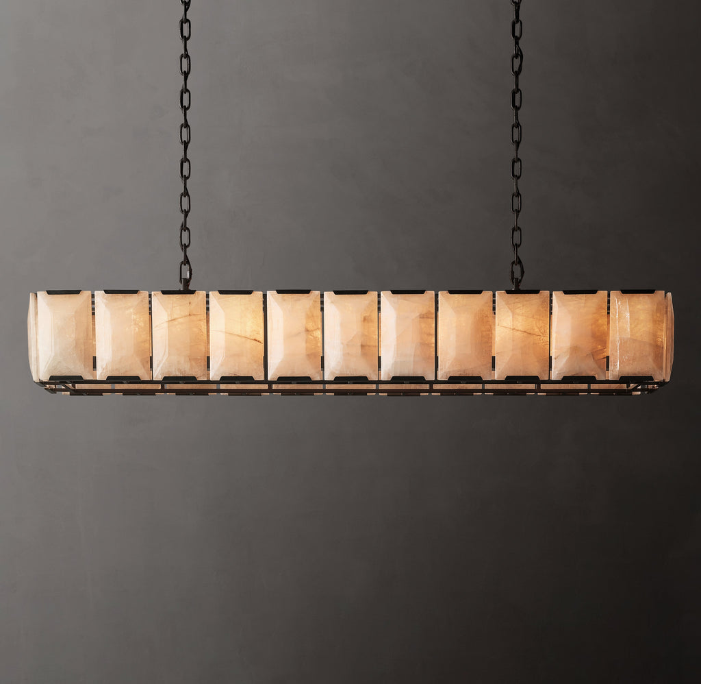 Signature Harlow Calcite Rectangular Chandelier – 74" Iron — view 1
