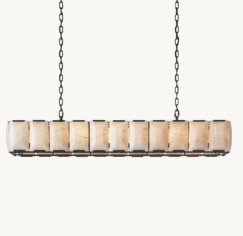 Signature Harlow Calcite Rectangular Chandelier – 74" Iron — view 2