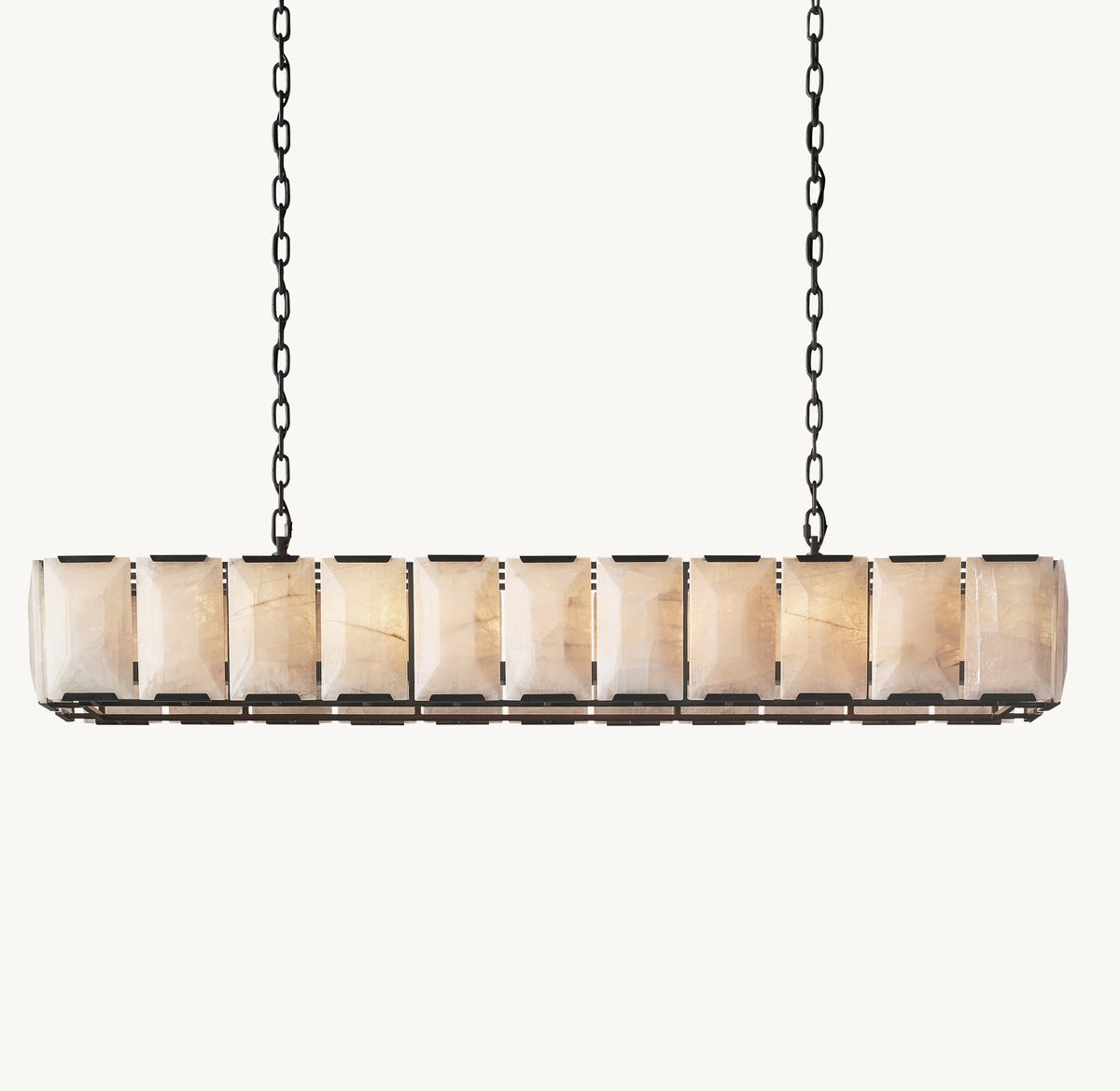 Signature Harlow Calcite Rectangular Chandelier – 74" Iron — view 2