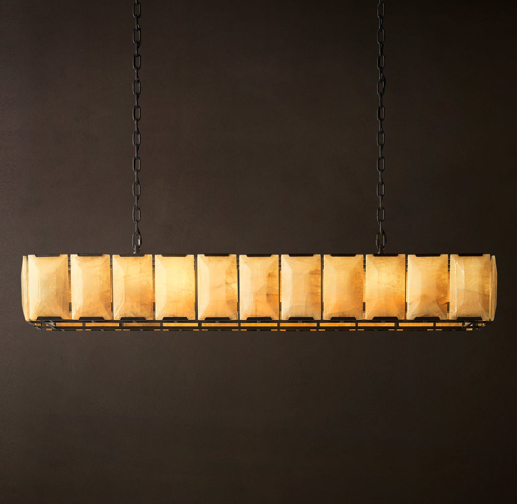 Signature Harlow Calcite Rectangular Chandelier – 74" Iron — view 3