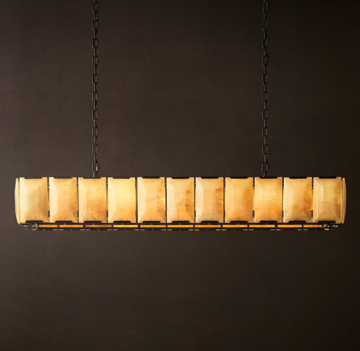 Signature Harlow Calcite Rectangular Chandelier – 74" Iron — view 3