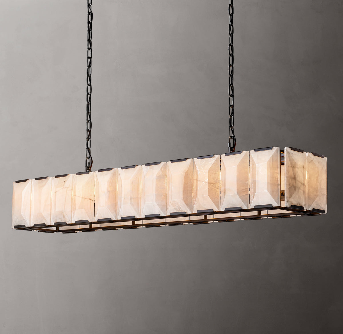 Signature Harlow Calcite Rectangular Chandelier – 74" Iron — view 4