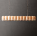 Signature Harlow Calcite Rectangular Chandelier – 74" Polished Stainless Steel — view 1