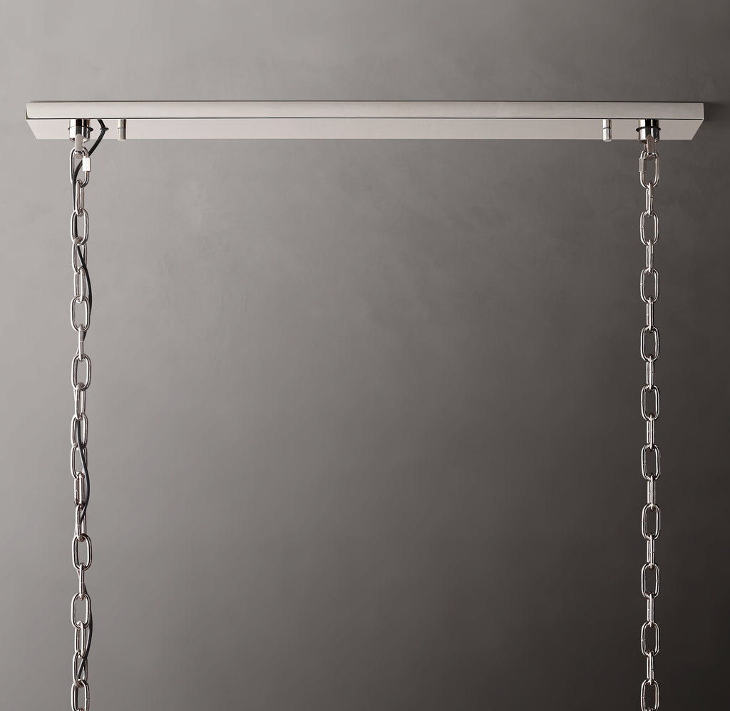 Signature Harlow Calcite Rectangular Chandelier – 74" Polished Stainless Steel — view 3