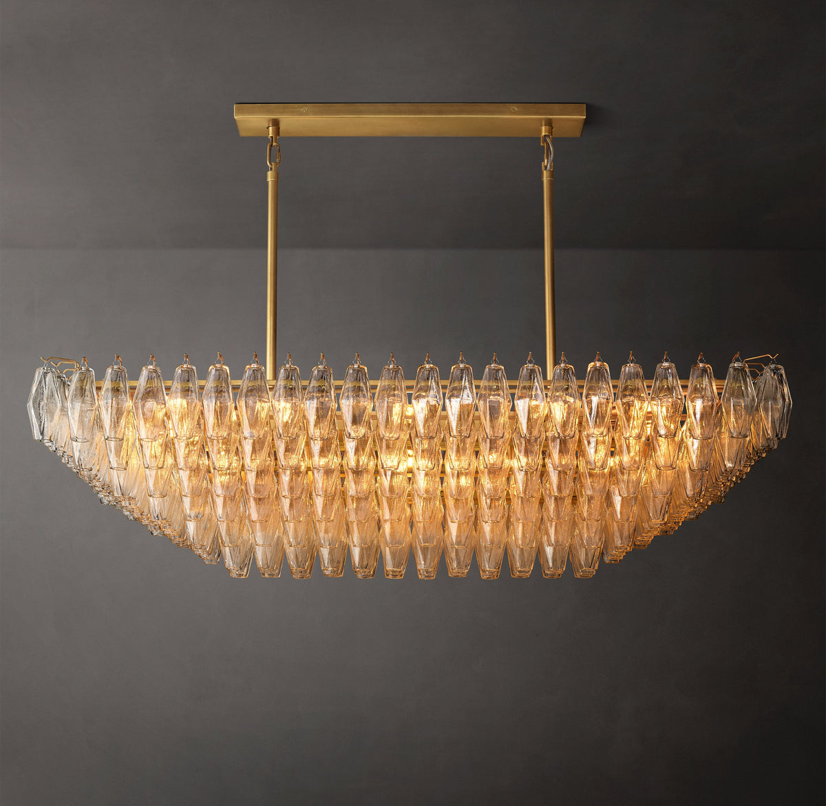 Artisan Chiara Clear Glass Tiered Rectangular Chandelier – 54" — view 1