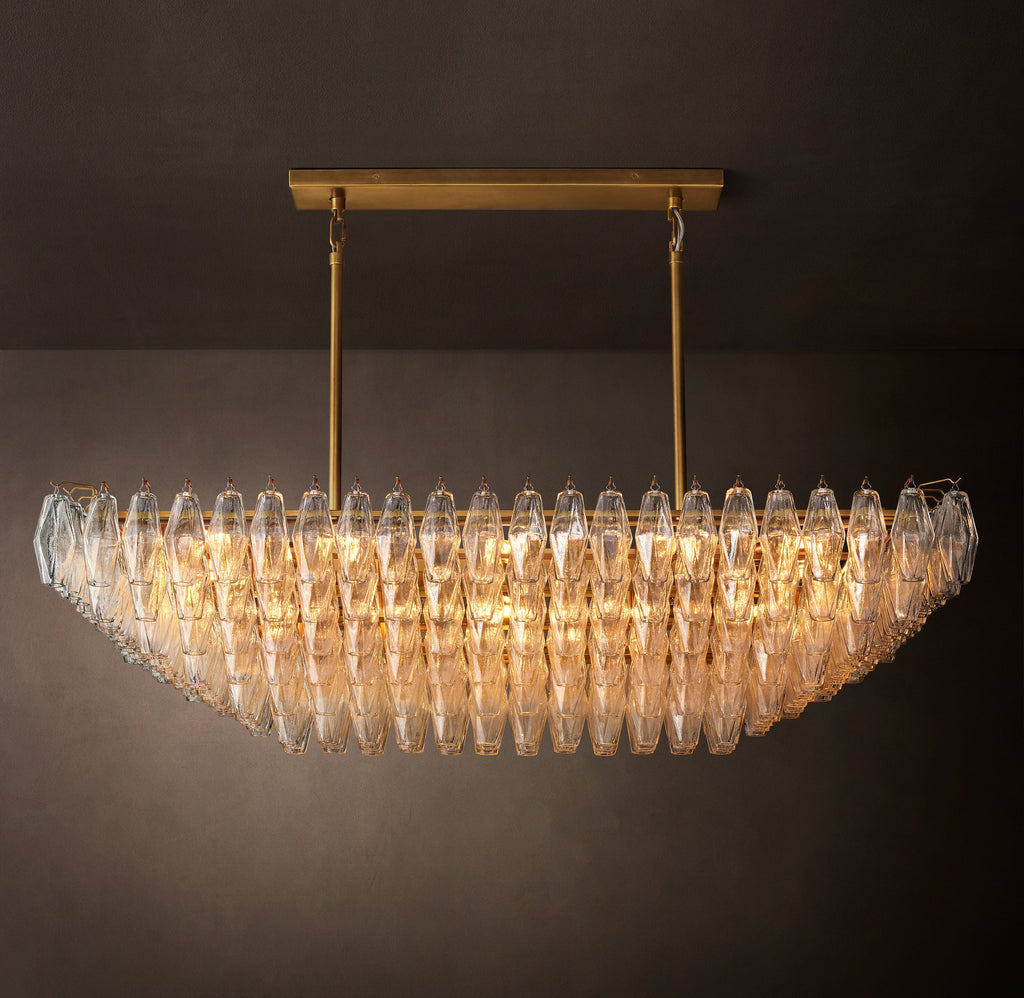 Artisan Chiara Clear Glass Tiered Rectangular Chandelier – 54" — view 4