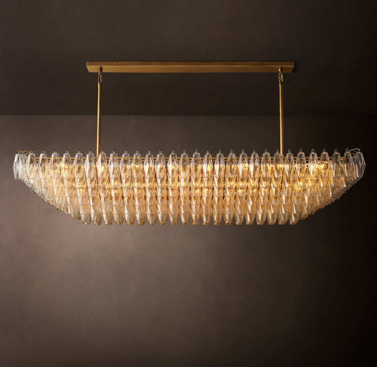 Artisan Chiara Clear Glass Tiered Rectangular Chandelier – 74" — view 4