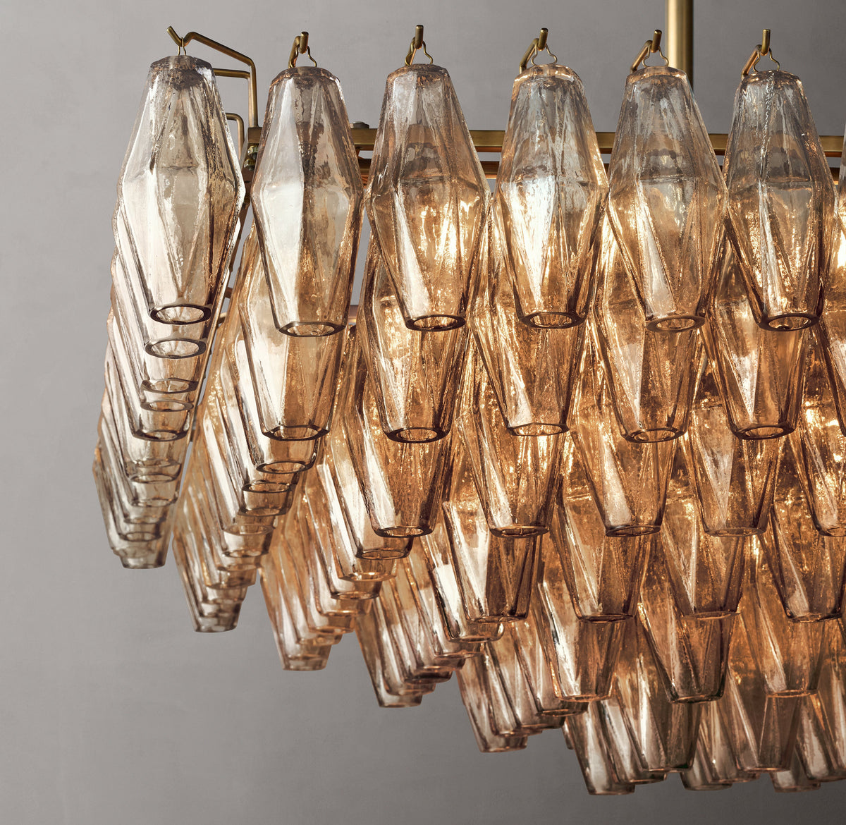 Artisan Chiara Smoke Glass Tiered Rectangular Chandelier — view 3