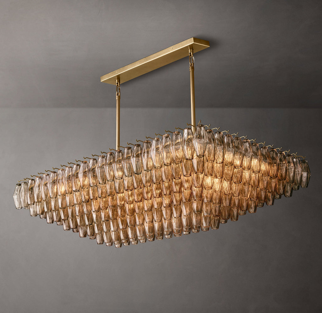 Artisan Chiara Smoke Glass Tiered Rectangular Chandelier — view 4
