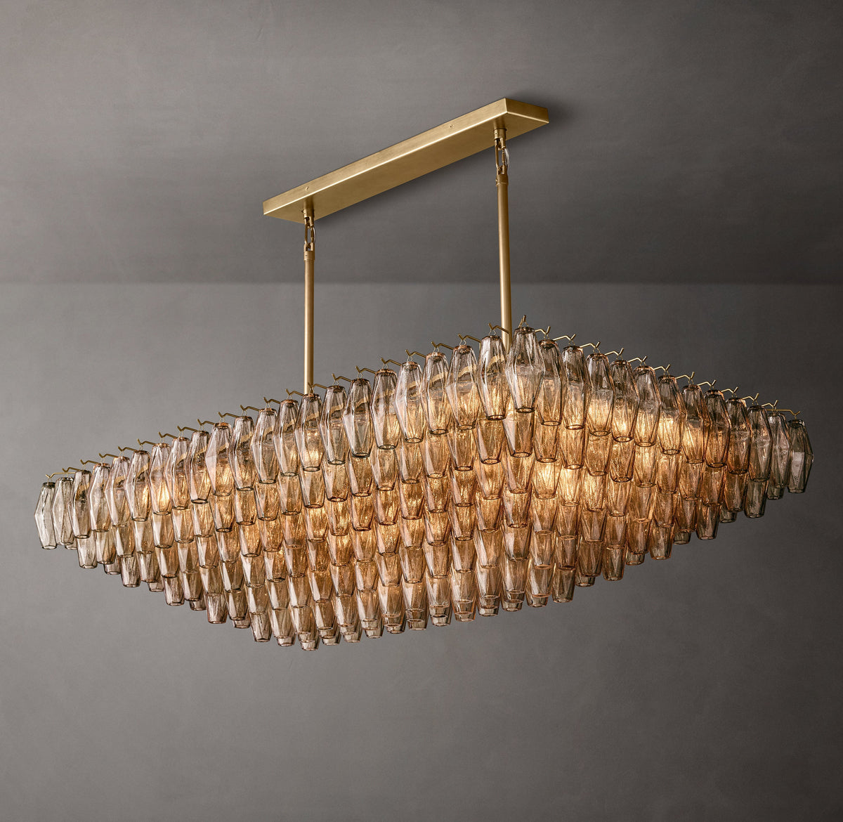 Artisan Chiara Smoke Glass Tiered Rectangular Chandelier — view 4