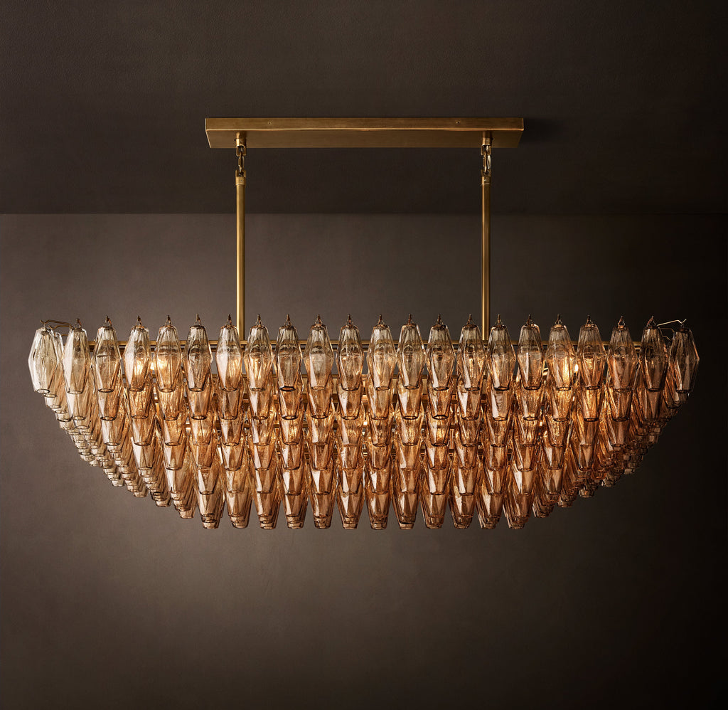 Artisan Chiara Smoke Glass Tiered Rectangular Chandelier — view 5