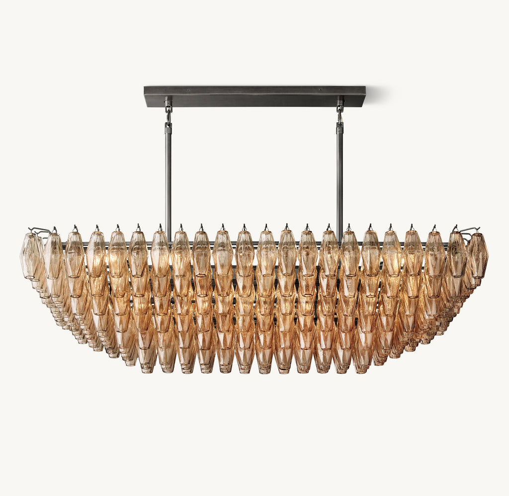 Artisan Chiara Smoke Glass Tiered Rectangular Chandelier — view 1