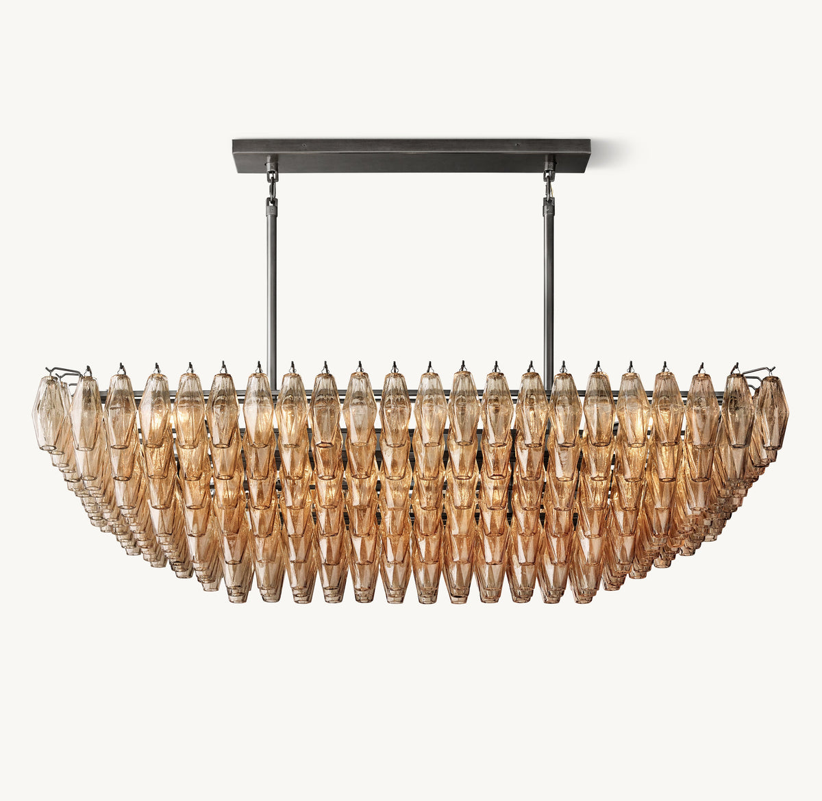 Artisan Chiara Smoke Glass Tiered Rectangular Chandelier — view 1