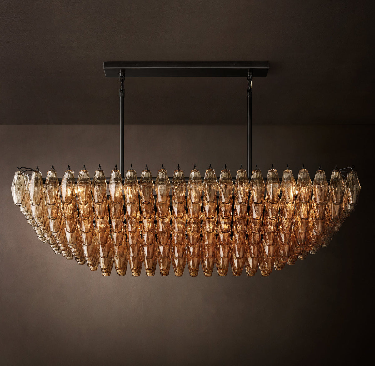 Artisan Chiara Smoke Glass Tiered Rectangular Chandelier — view 2