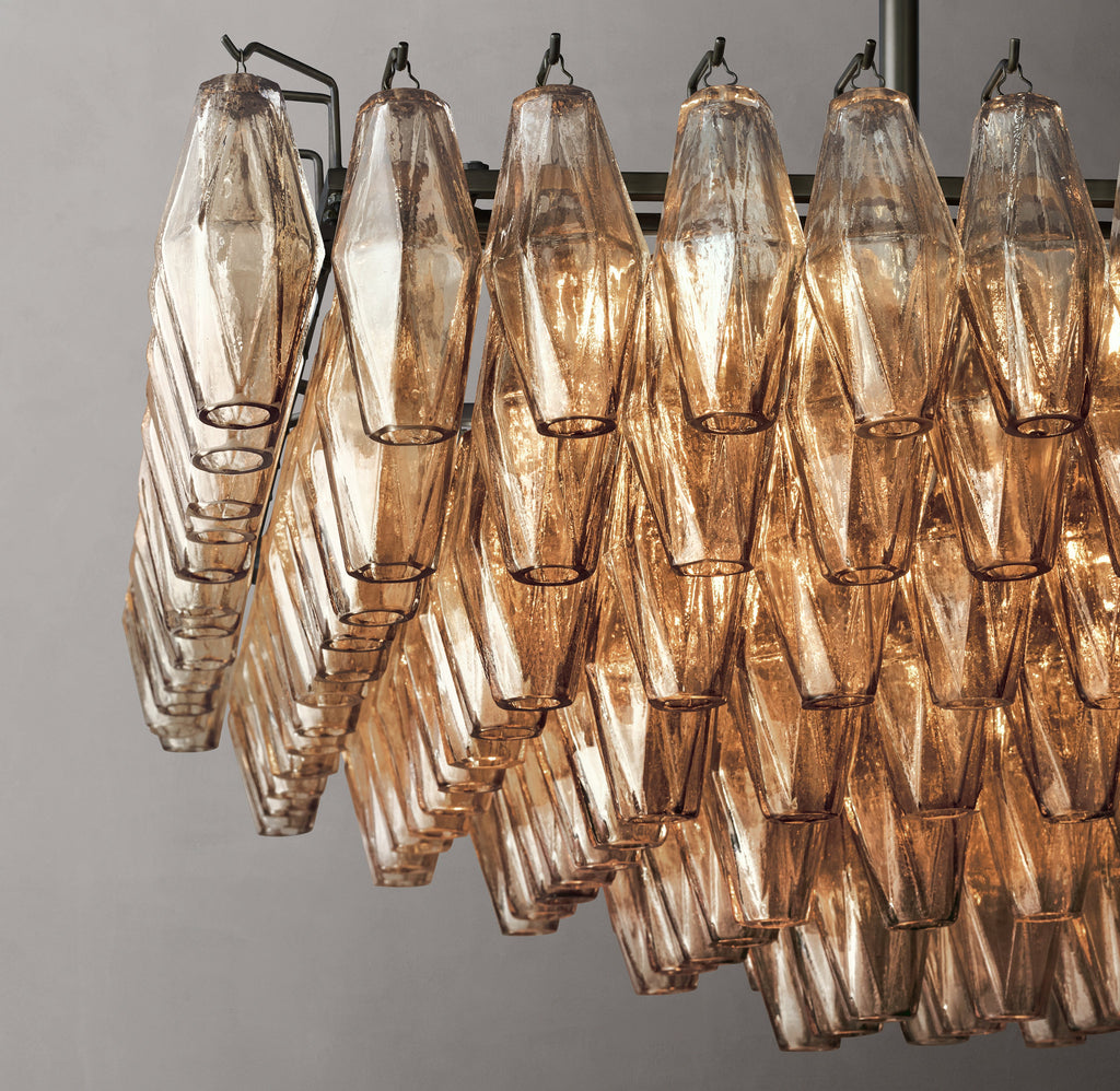 Artisan Chiara Smoke Glass Tiered Rectangular Chandelier — view 3