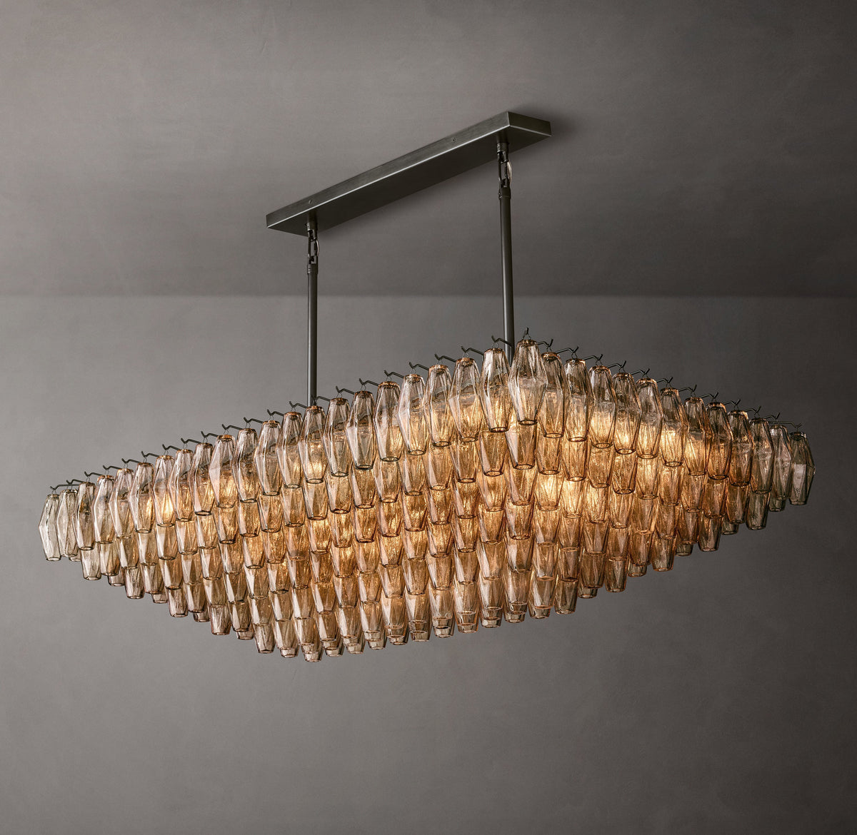 Artisan Chiara Smoke Glass Tiered Rectangular Chandelier — view 4