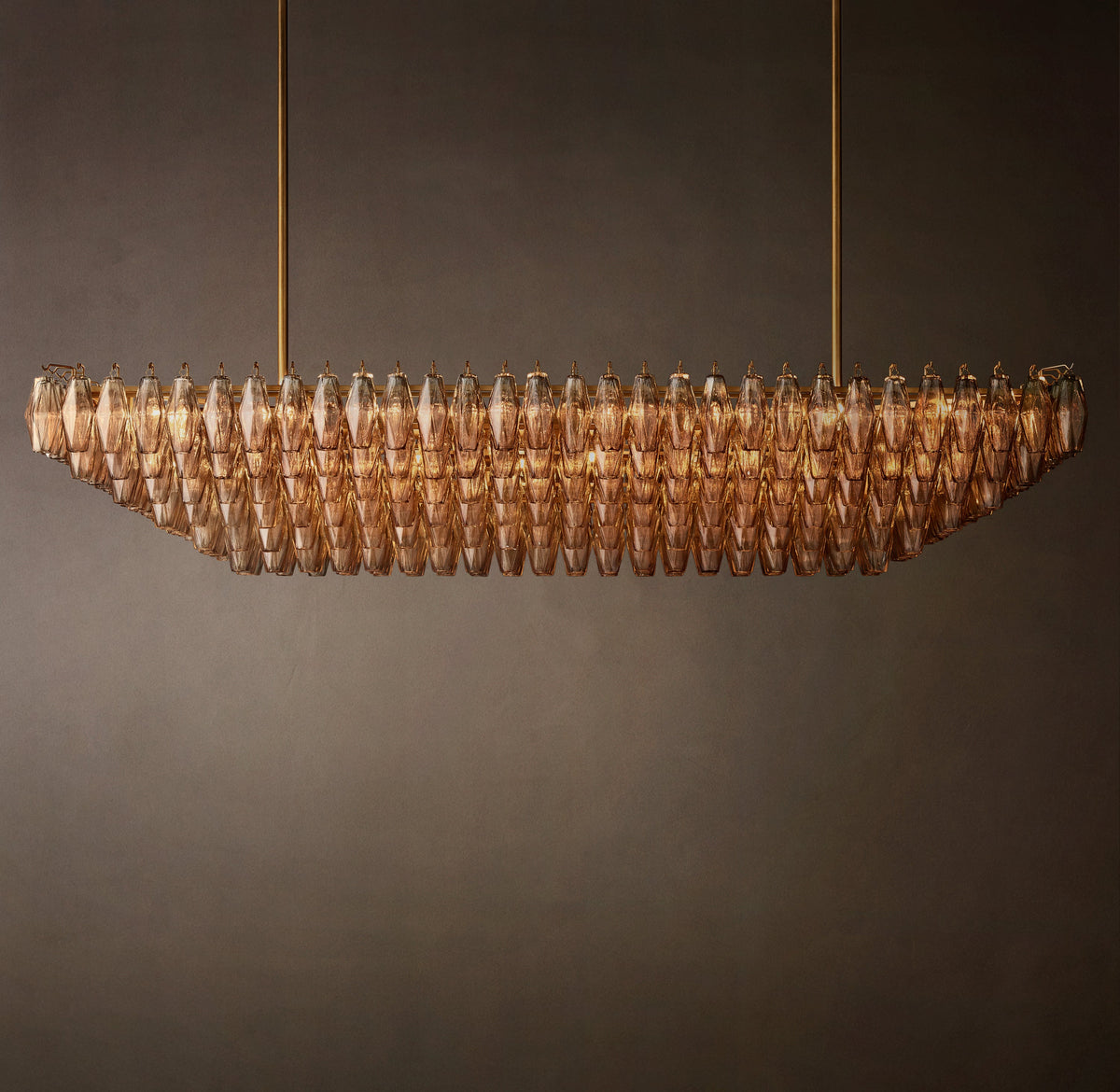 Artisan Chiara Smoke Glass Tiered Rectangular Chandelier — view 2