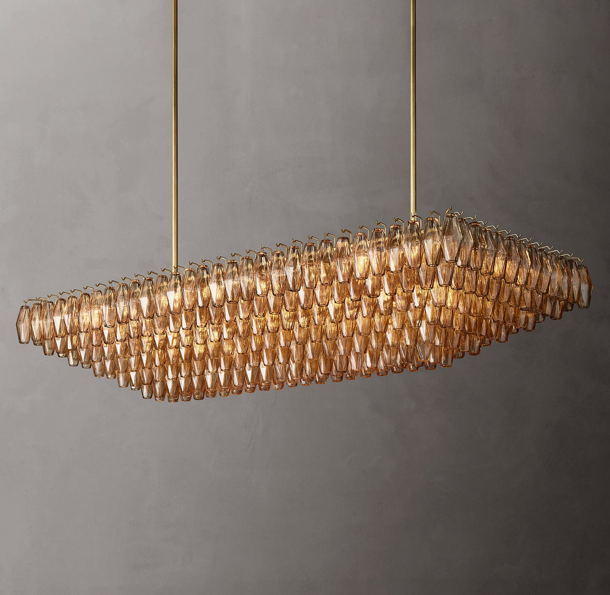 Artisan Chiara Smoke Glass Tiered Rectangular Chandelier — view 4