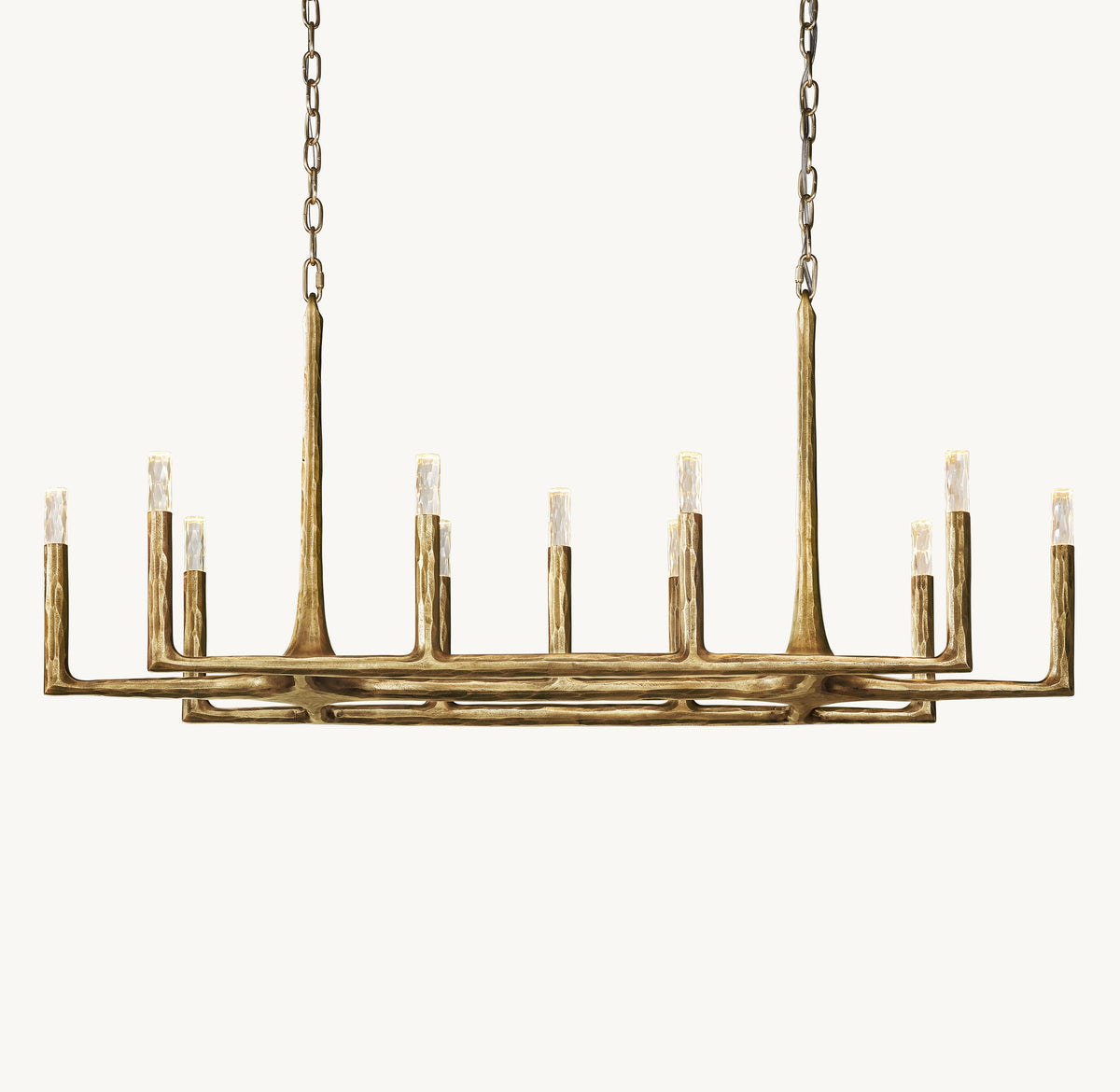 Artisan Thaddeus Linear Chandelier – 54" Forged Brass — view 1
