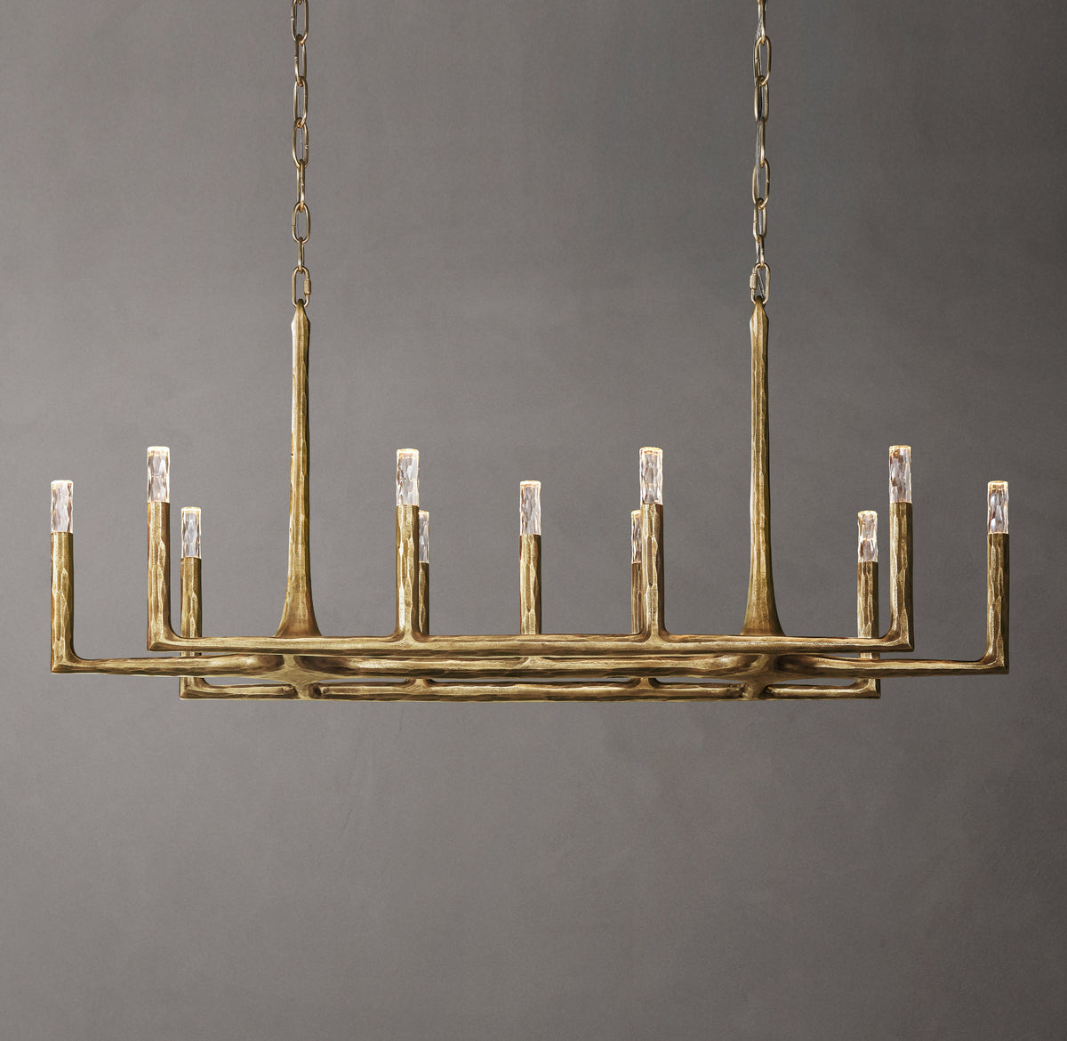 Artisan Thaddeus Linear Chandelier – 54" Forged Brass — view 2
