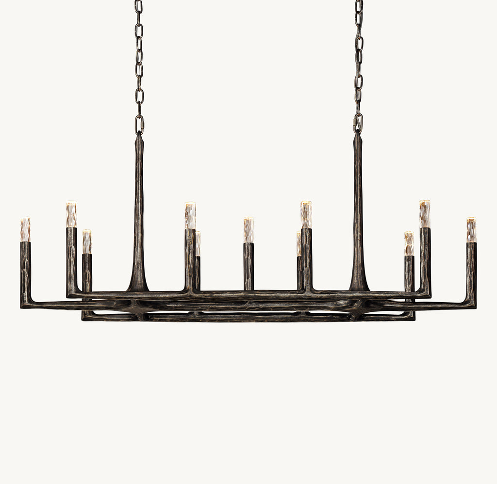 Artisan Thaddeus Linear Chandelier – 54" Forged Bronze — view 1