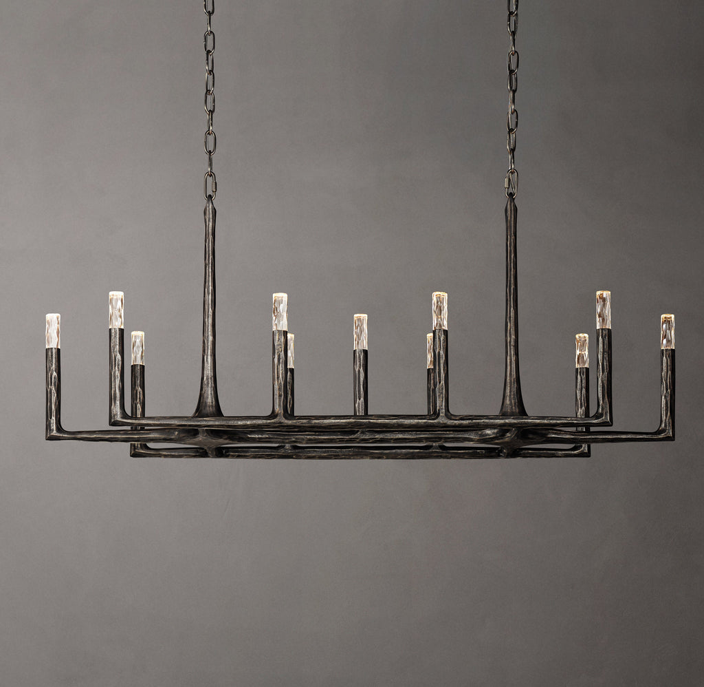 Artisan Thaddeus Linear Chandelier – 54" Forged Bronze — view 2