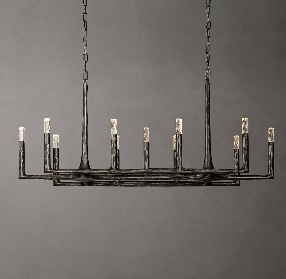 Artisan Thaddeus Linear Chandelier – 54" Forged Bronze — view 2