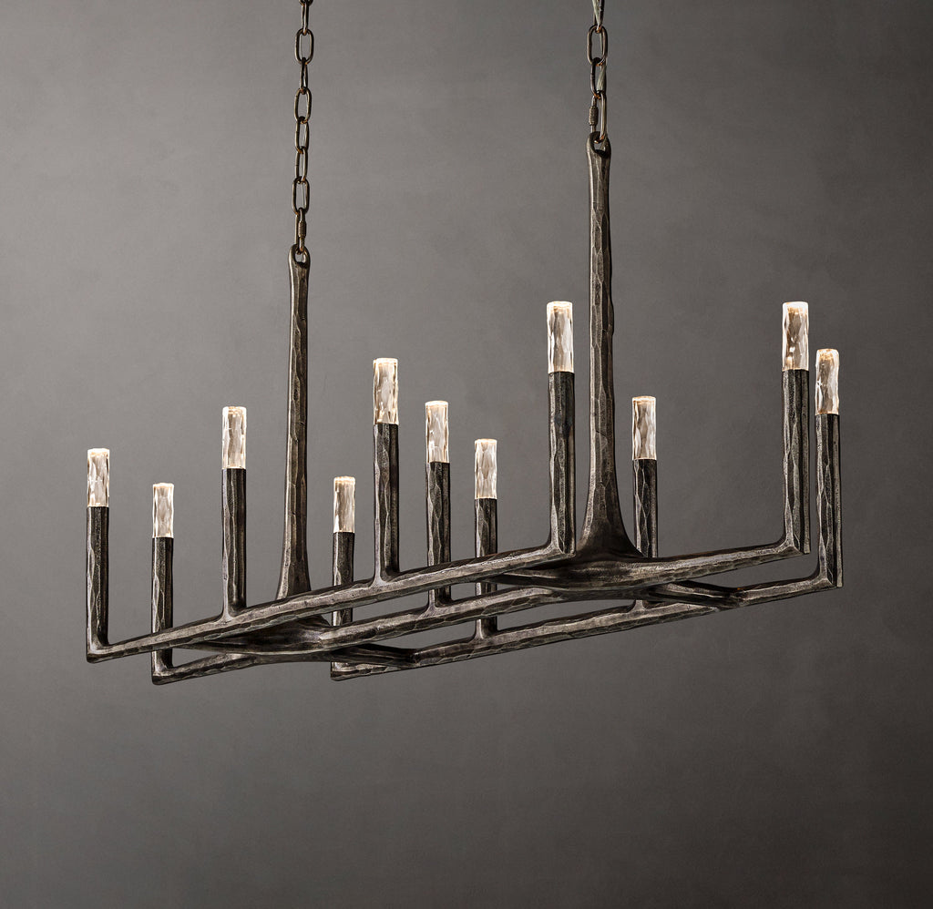 Artisan Thaddeus Linear Chandelier – 54" Forged Bronze — view 3