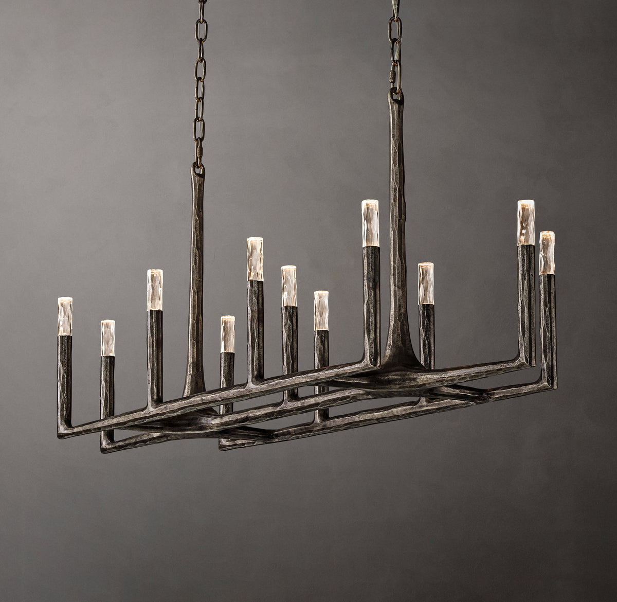 Artisan Thaddeus Linear Chandelier – 54" Forged Bronze — view 3